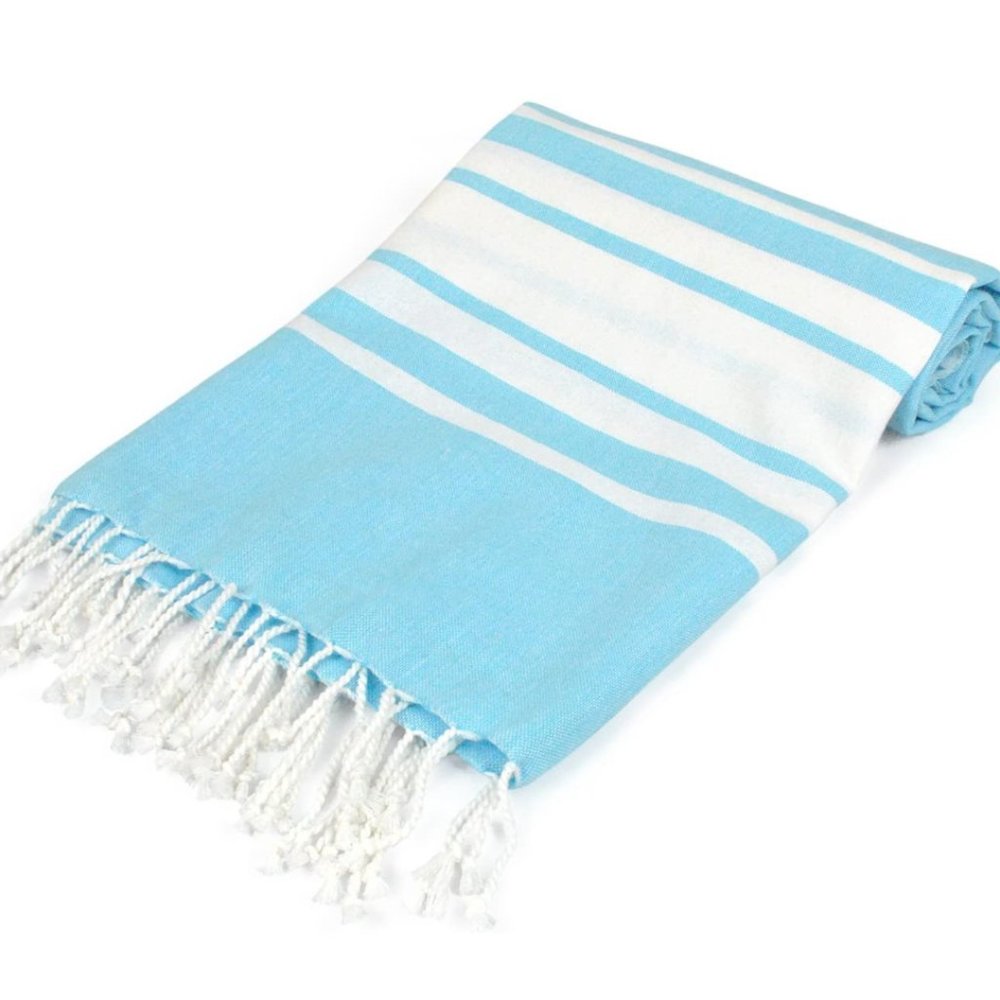 New Aqua Blue Turkish Cotton Peshtemal Beach Towel Bath Spa Fouta Pool Sarong